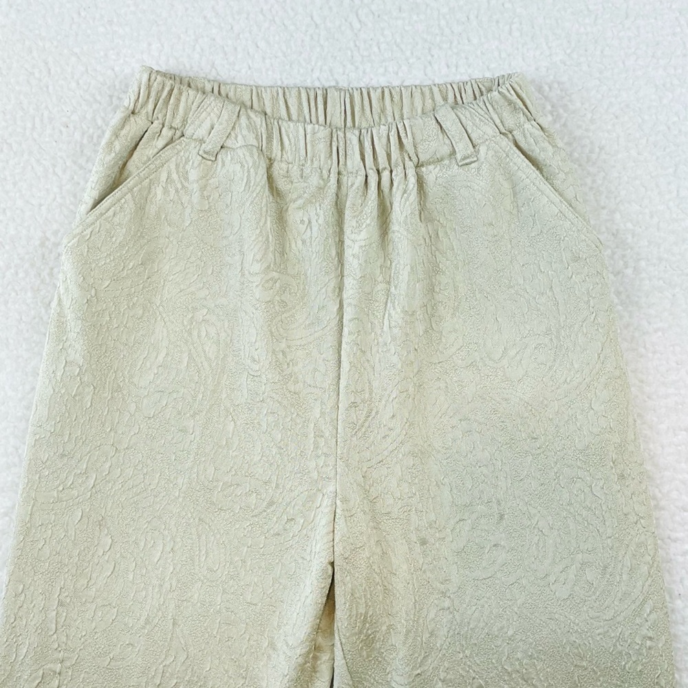 Mint Green High-Waisted Jacquard Ankle Cut Trouser Pants, S/M - Picture 6 of 13
